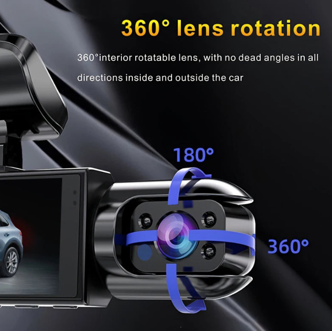 Câmera Veicular 1080p Wi-Fi com Dupla Lente