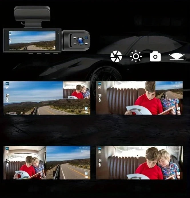 Câmera Veicular 1080p Wi-Fi com Dupla Lente