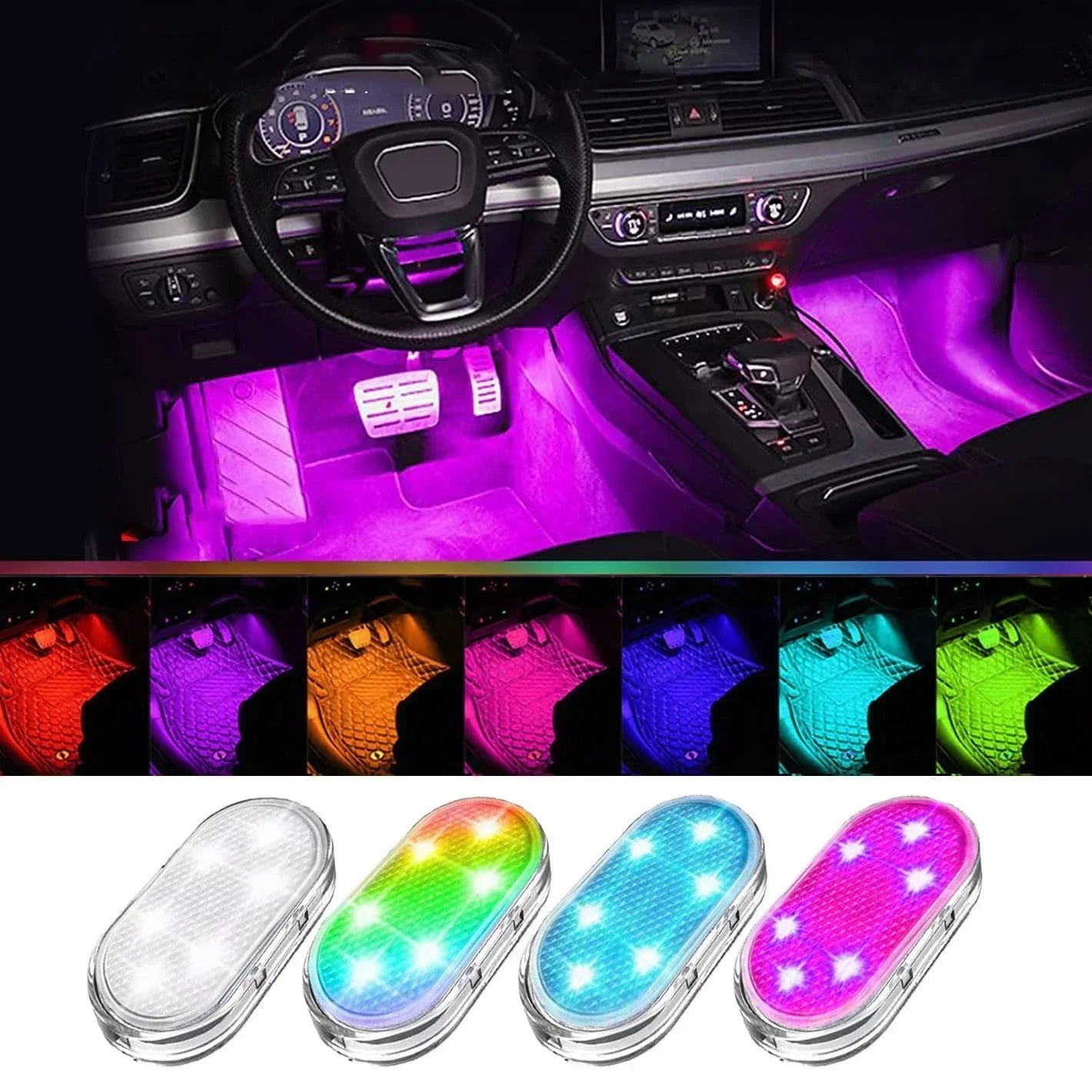 Luzes Led Sem Fio para Interior do Carro