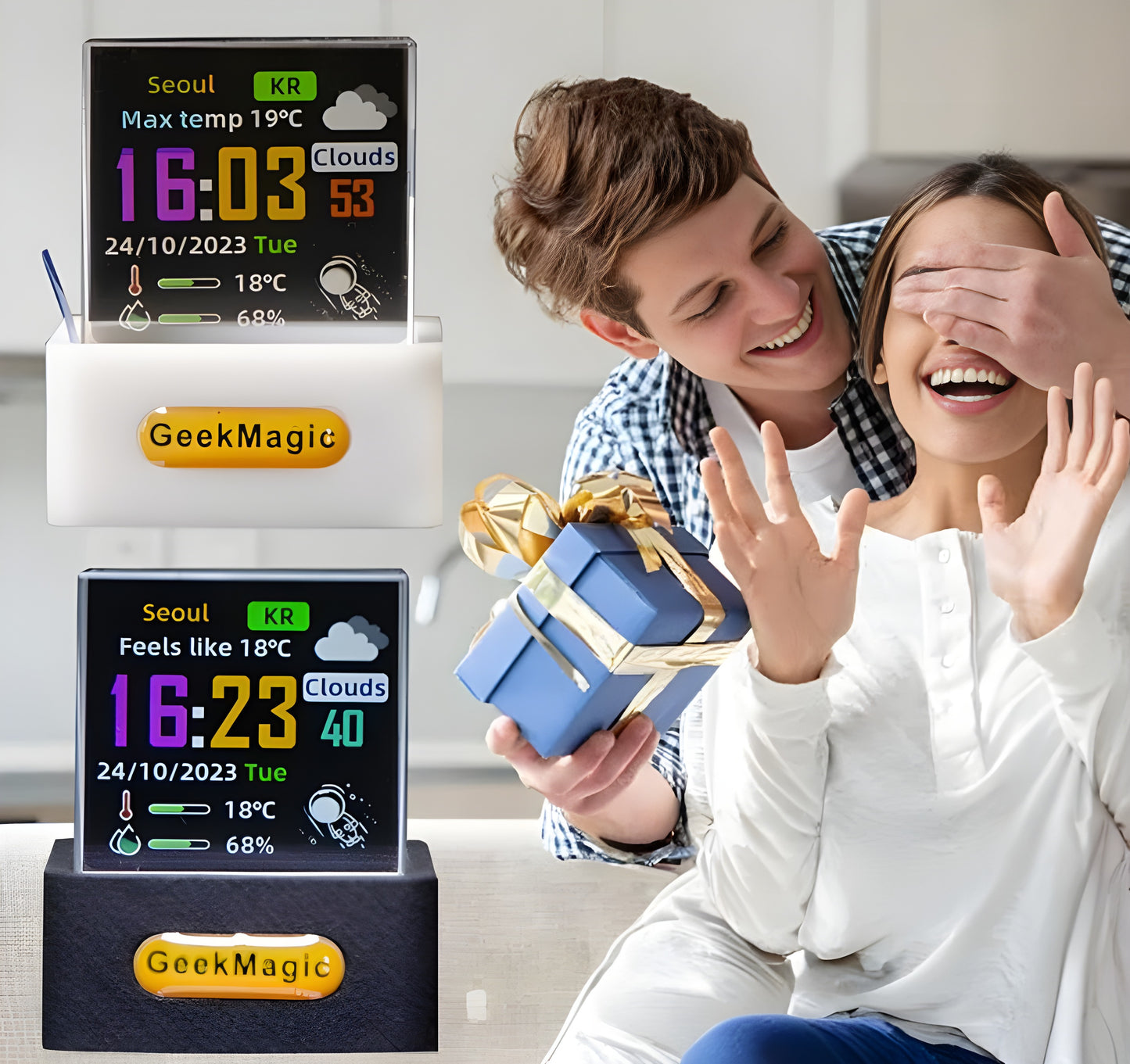 Decoración Cubo de Cristal Holográfico